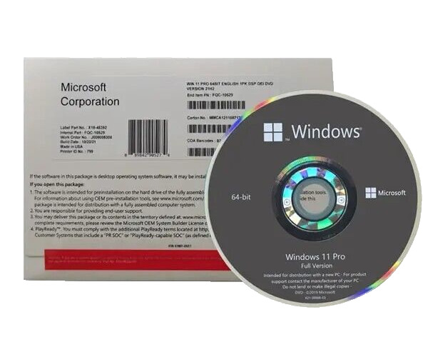 Genuine Microsoft Windows 11 Pro 64-Bit, DVD Install & Product Key