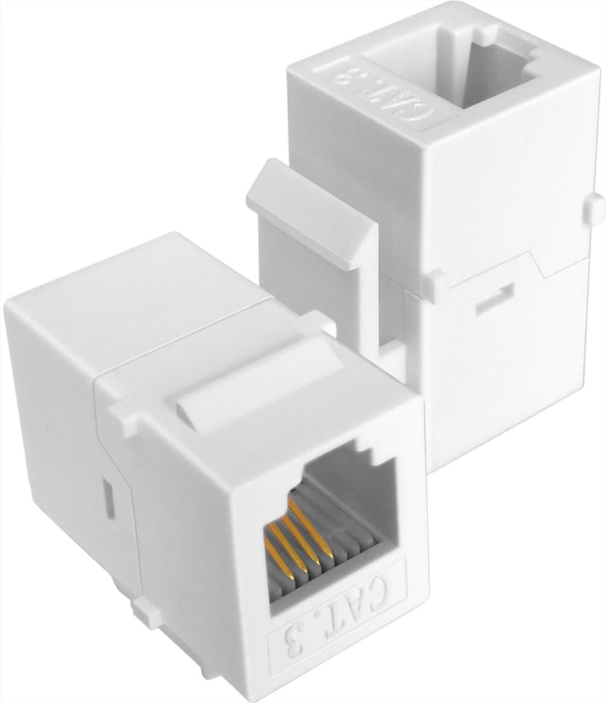 NECABLES 2Pack CAT3 Telephone Keystone Jack Phone Keystone Coupler RJ11 6P4C Fem