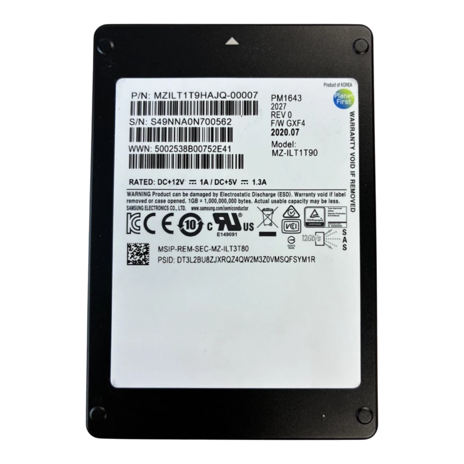 Samsung PM1643a 1.92TB SAS 12G Enterprise TLC 2.5" SSD MZILT1T9HBJR-00007