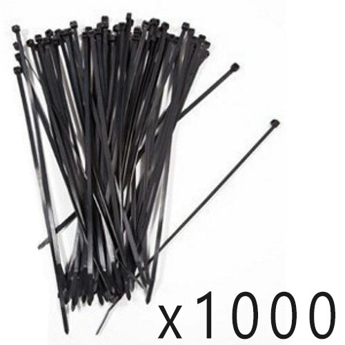 1000 Pack Lot Pcs - 12" Inch UV Resistant Nylon Cable Zip Wire Tie 40 lbs Black