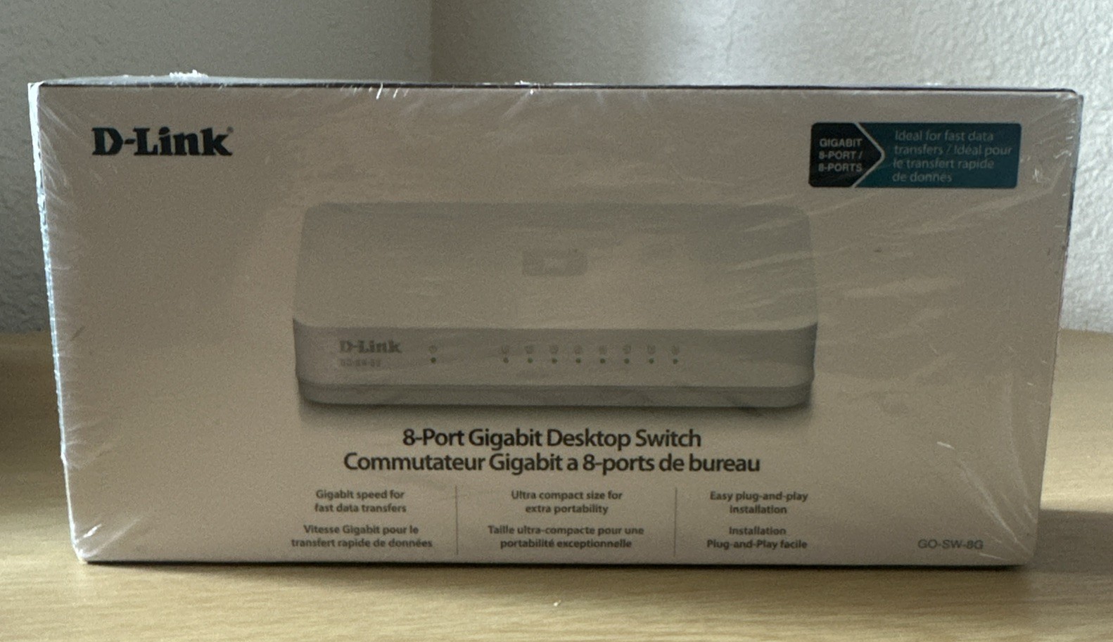 D-Link GO-SW-8G 8-Port Gigabit Ethernet Switch, Unmanaged, RJ45, White, 5.4W