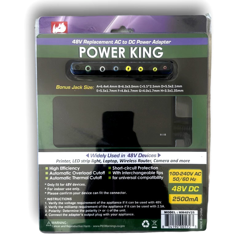 Power Adapter 48 V Replacement AC to DC Power Adapter With 8 Tips