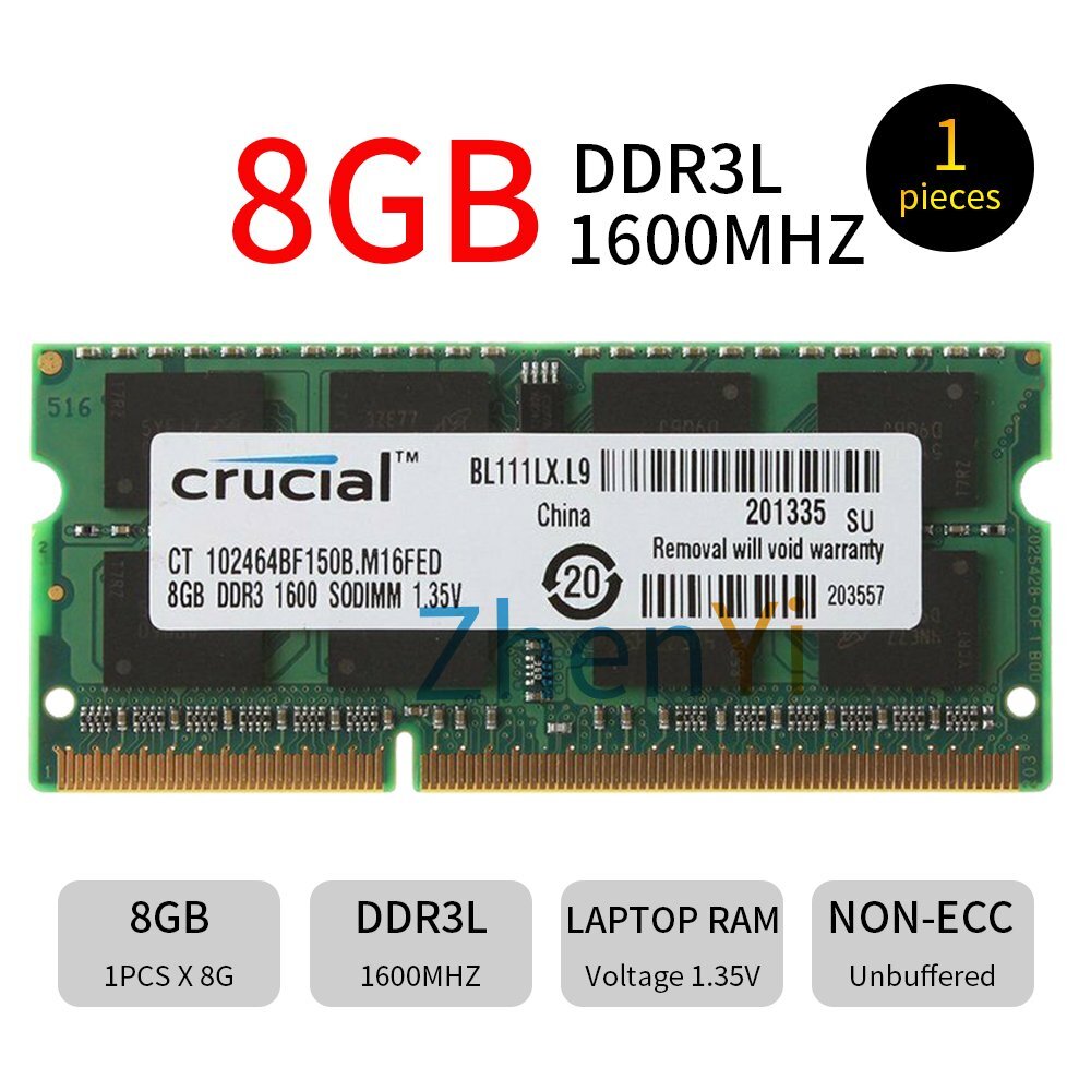 16GB 2x8GB 4GB 2G DDR3L 1600MHz PC3L-12800S 204Pin sodimm Laptop RAM Crucial LOT