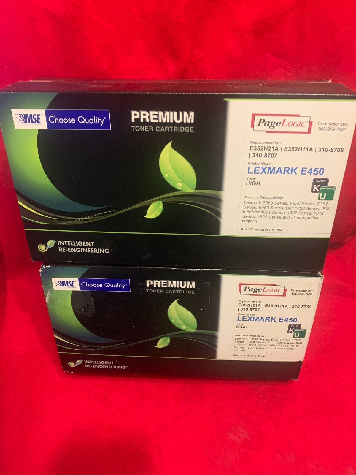 Two Compatible High Yield E450 toners for Lexmark - 11,000 pages each