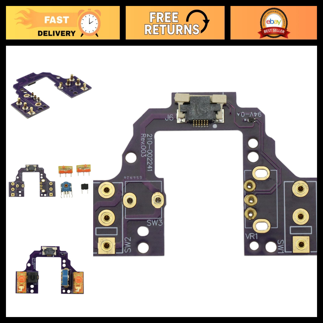 Purple Hot-Swap Switch Button Board for Logitech G Pro X - Easy Replacement Upgr