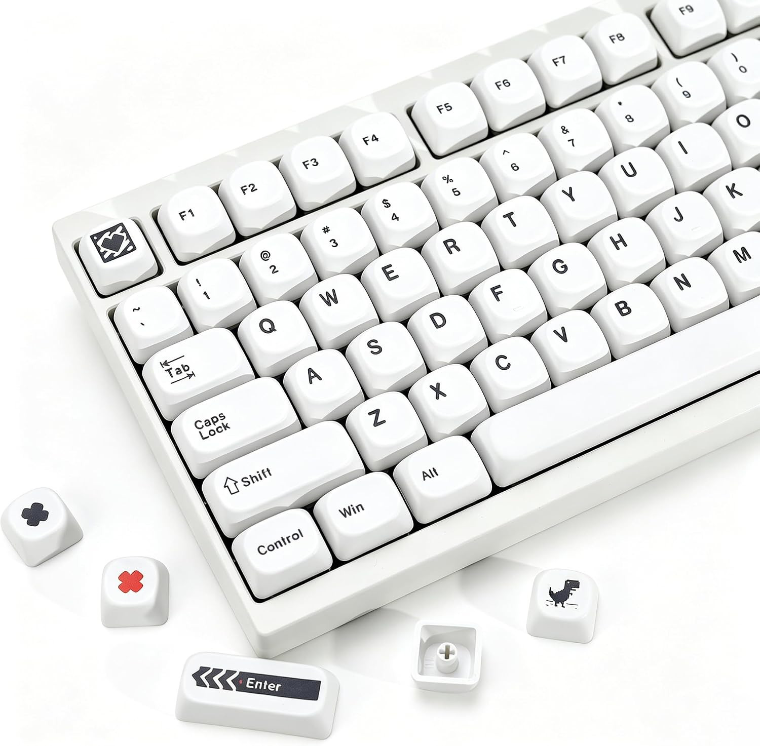 Kbdiy Minimal White KOA Profile Keycaps Set,135 Keys Dye-Sublimation Vintage