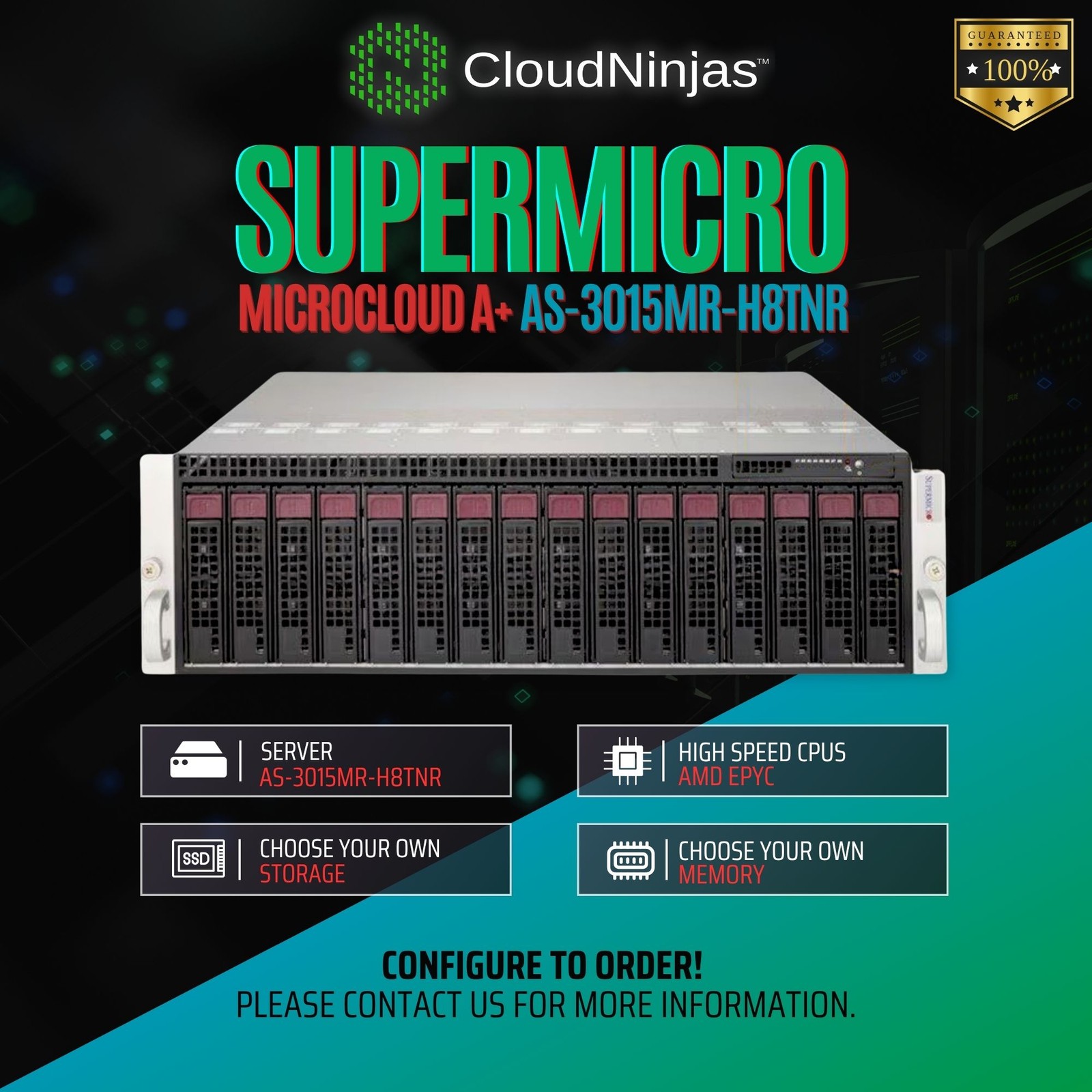 Supermicro Microcloud A+ AS-3015MR-H8TNR 8 Nodes AMD EPYC 4584PX Blade Server
