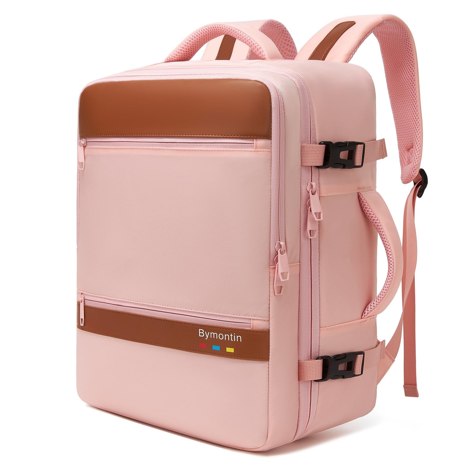Bymontin Smart Suitcase-style Laptop Backpack, 25L / 35L L (7x11x16.8"), Pink 