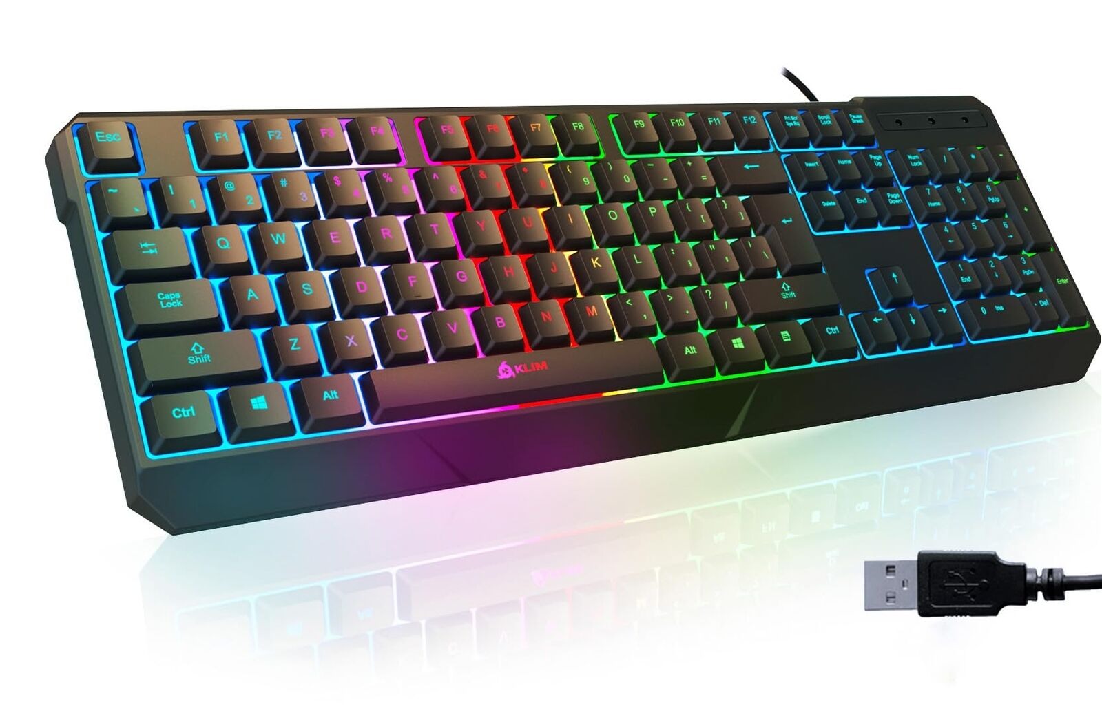 KLIM Chroma Gaming Keyboard Wired USB - New 2024 - Durable Ergonomic Waterpro...