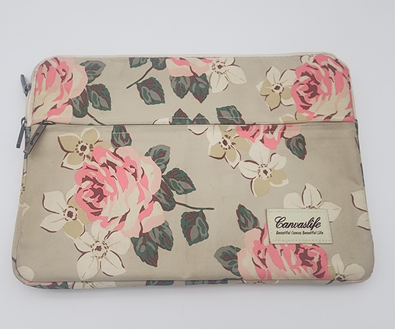 Canvaslife Canvas Elegant Floral Flower Print Padded Laptop Computer Bag 14x9.5"
