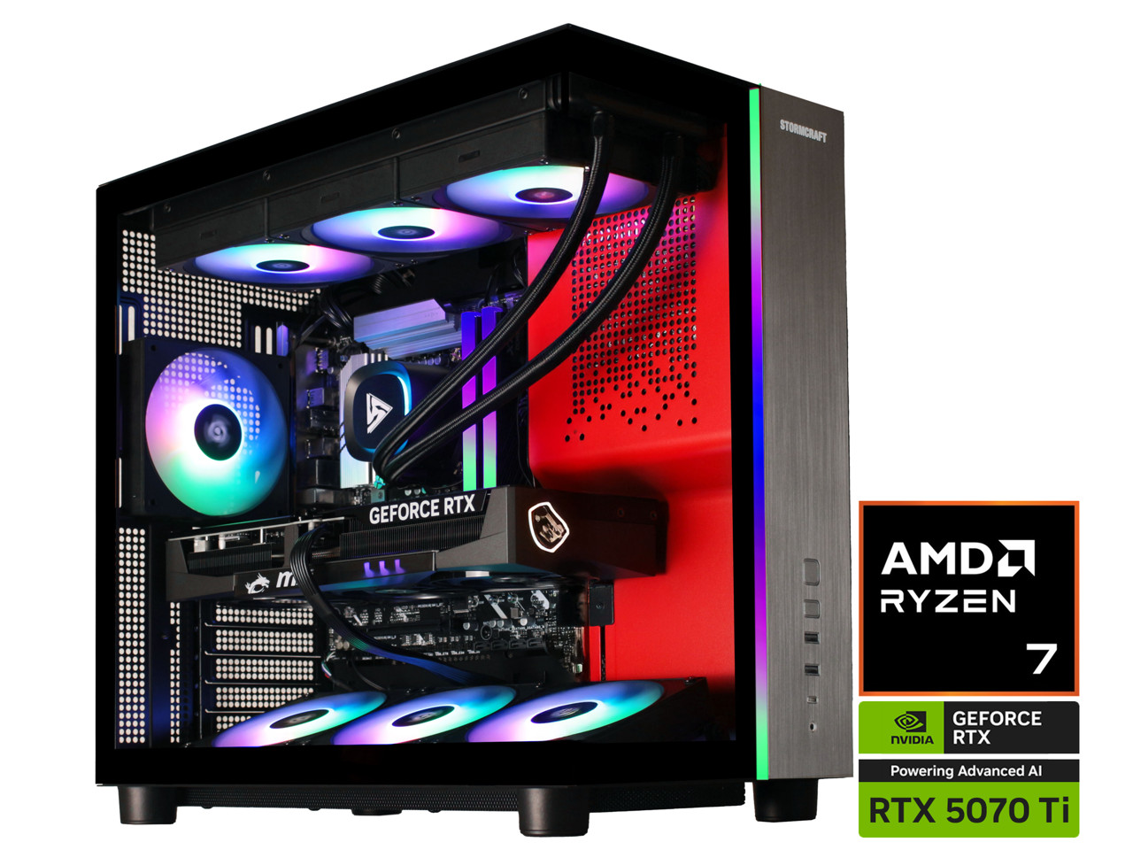 STORMCRAFT Gaming PC PHANTOM AMD RYZEN 7 9800X3D NVIDIA GeForce RTX 5070 TI - AI