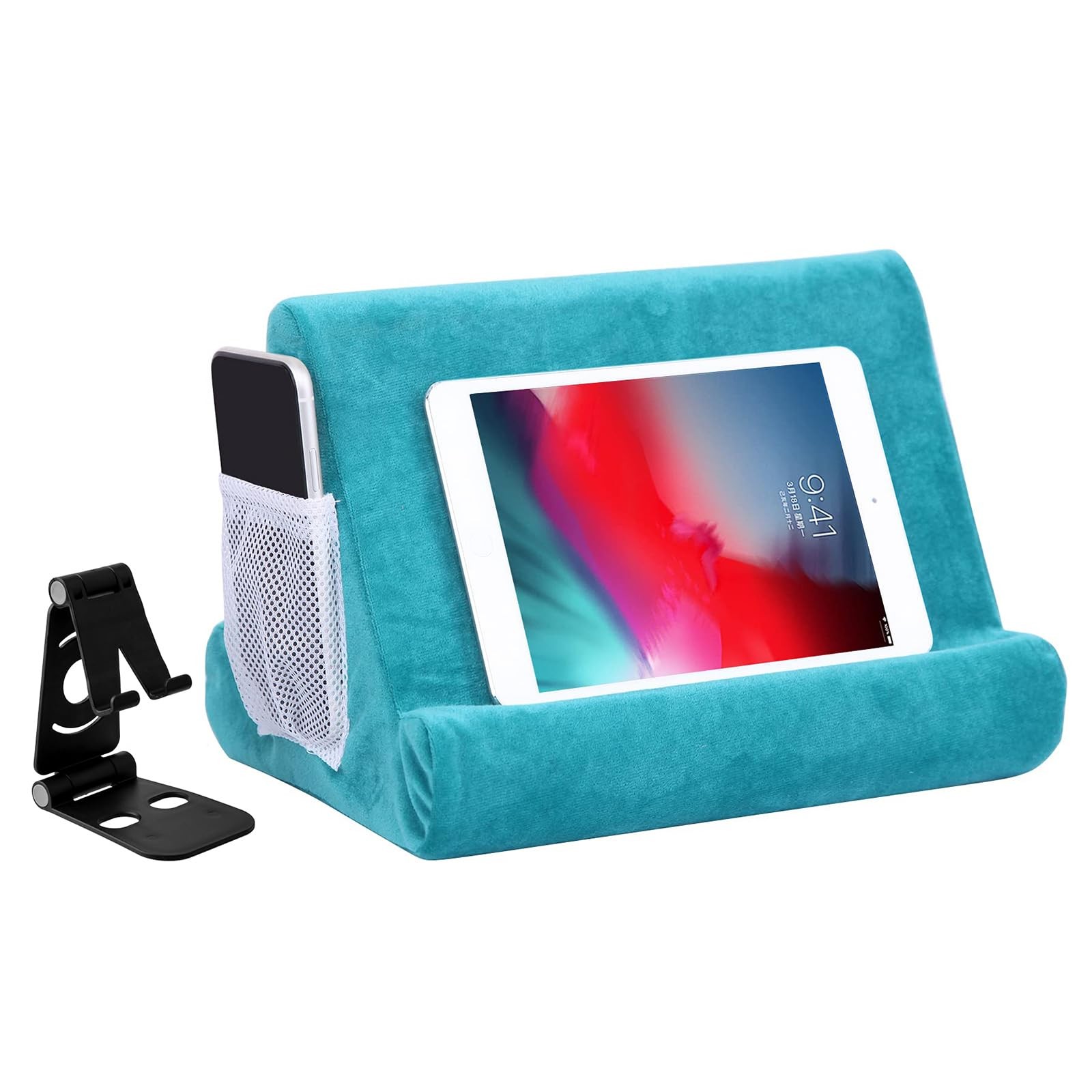 2pcs Multi-Angle Tablet Holder Cushion Stand with Net Pocket  Black Color Sta...