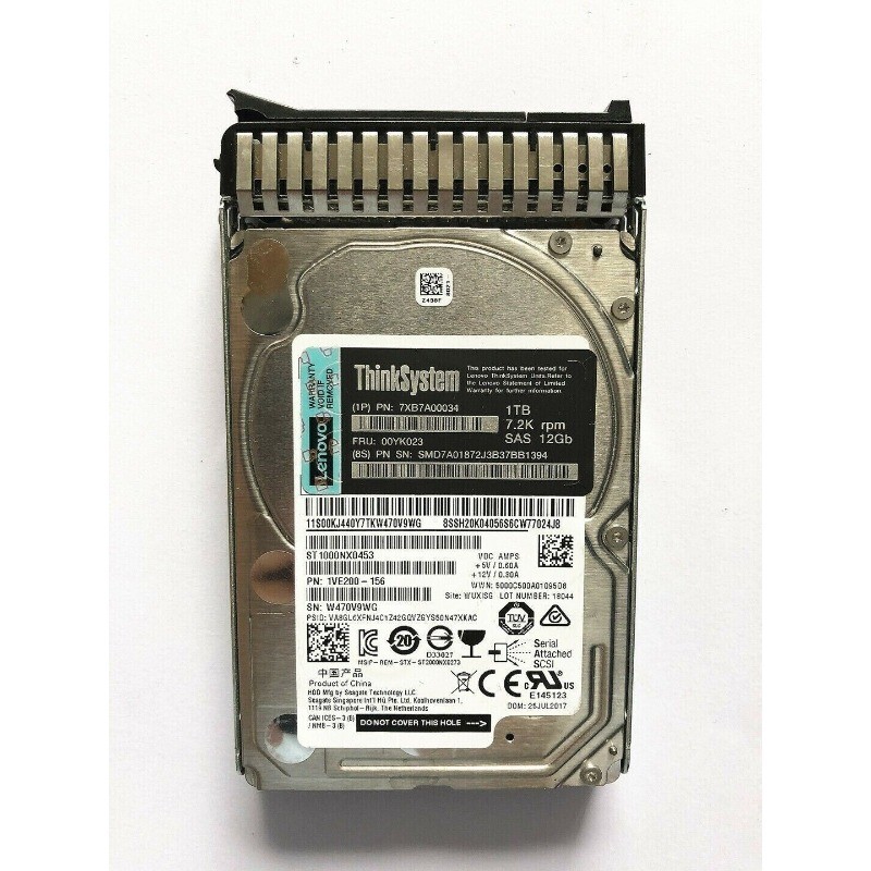 7XB7A00034 FOR Lenovo 00YK023 1TB 7.2K 2.5" SAS 12Gb Hot Swap 512n HDD HardDrive