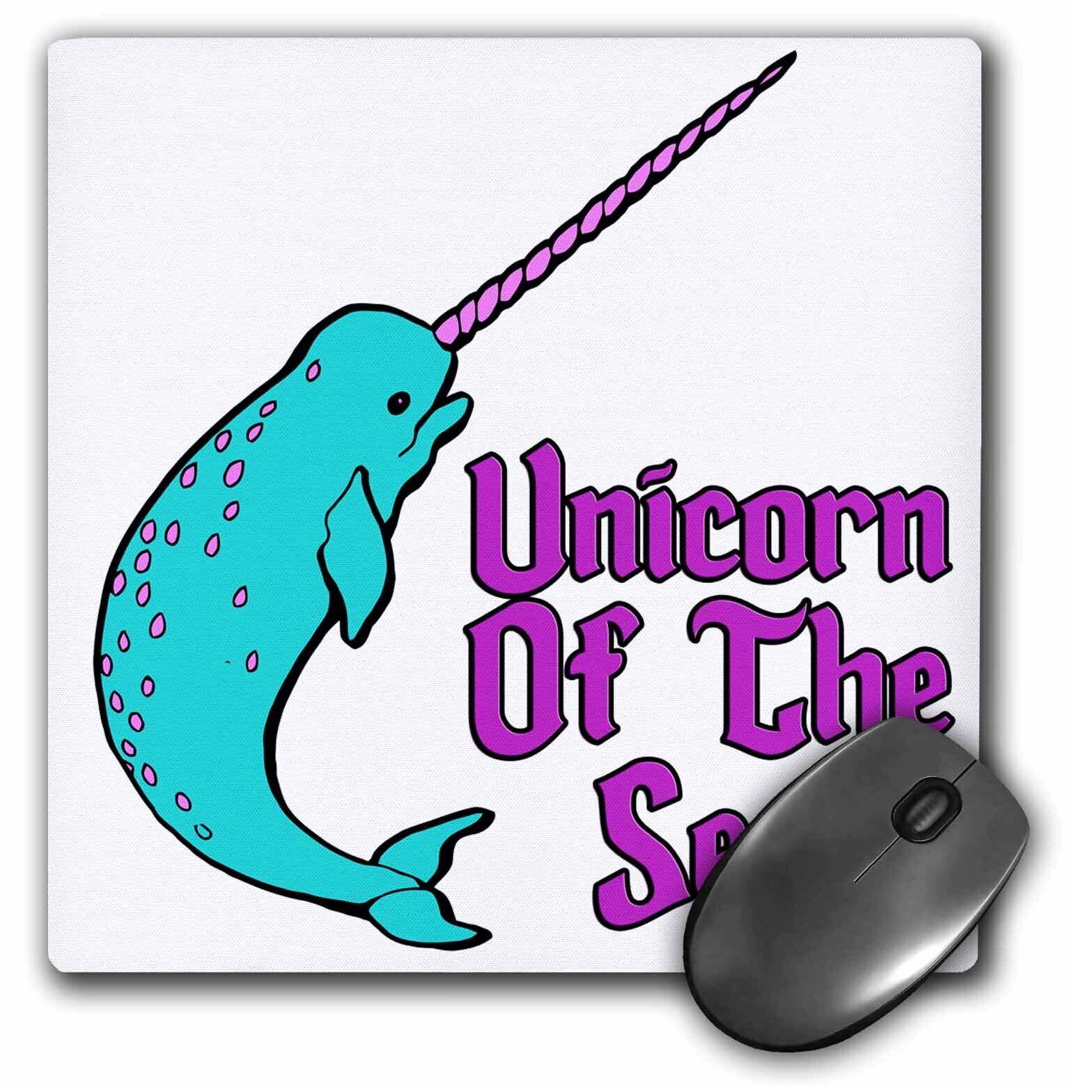 3dRose Funny Cute Narwhal Unicorn Of The Sea Fantasy Animal Design MousePad