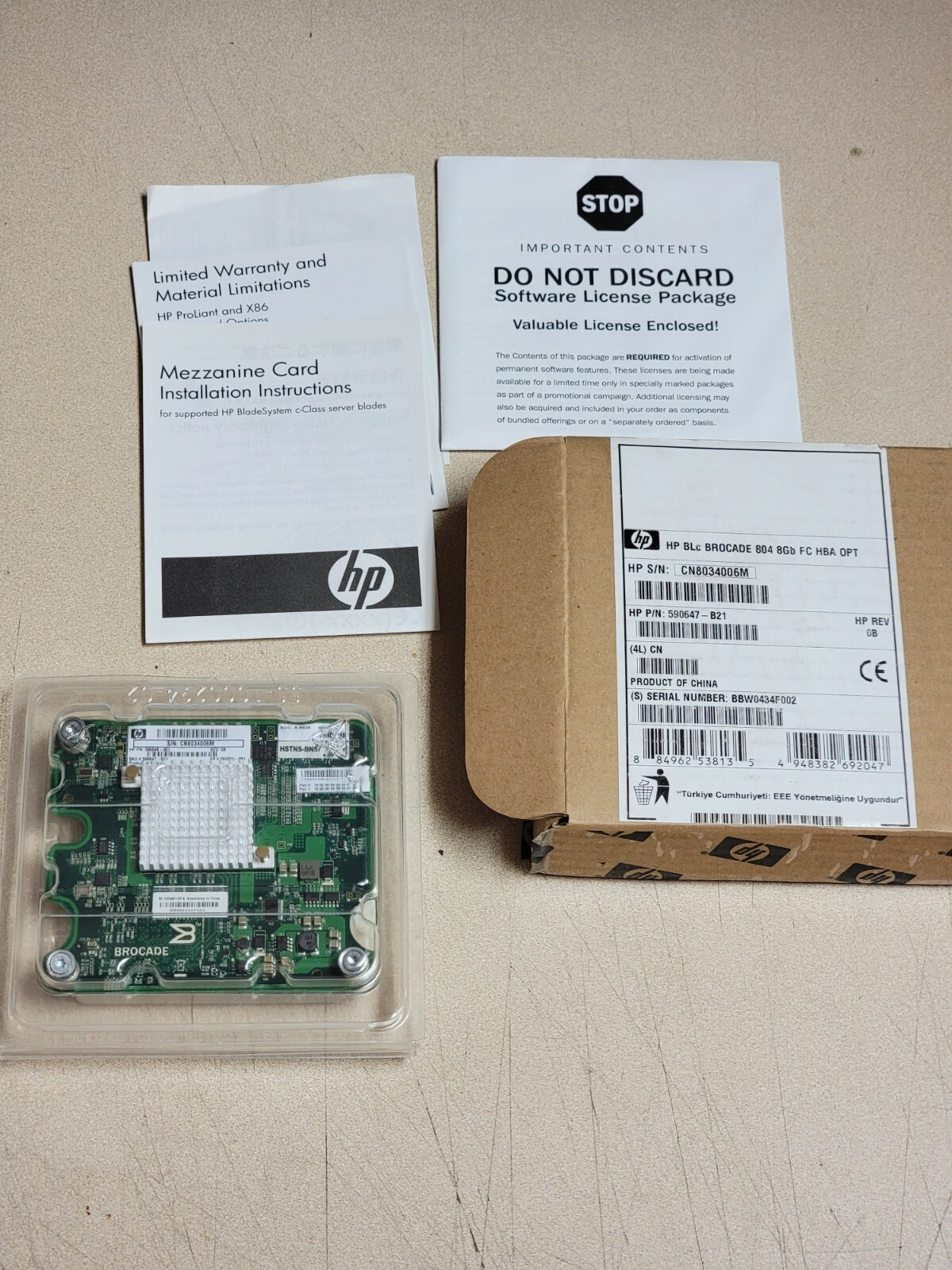 NEW HP BLc 590647-B21 BROCADE 804 8Gb Fibre Channel Host Bus Adapter 592045-001