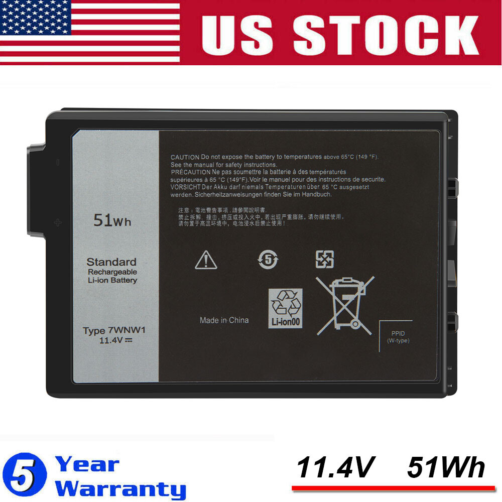 7WNW1 Laptop Battery For Dell Latitude 7424 5424 5420 Rugged Extreme 51Wh 11.4V