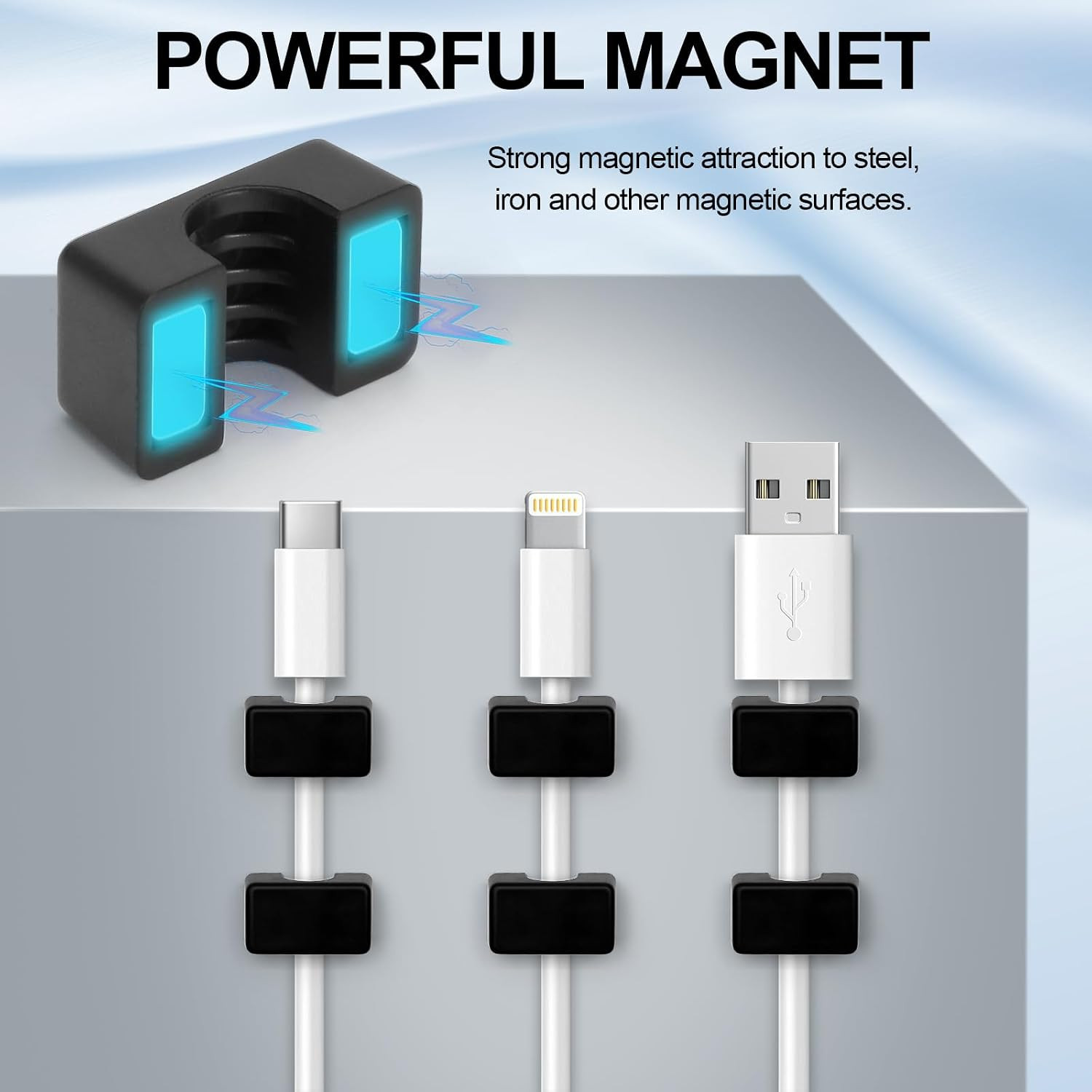 10 Pack Magnetic Cord Holder, Strong Magnet Cable Clips, Cable Holder