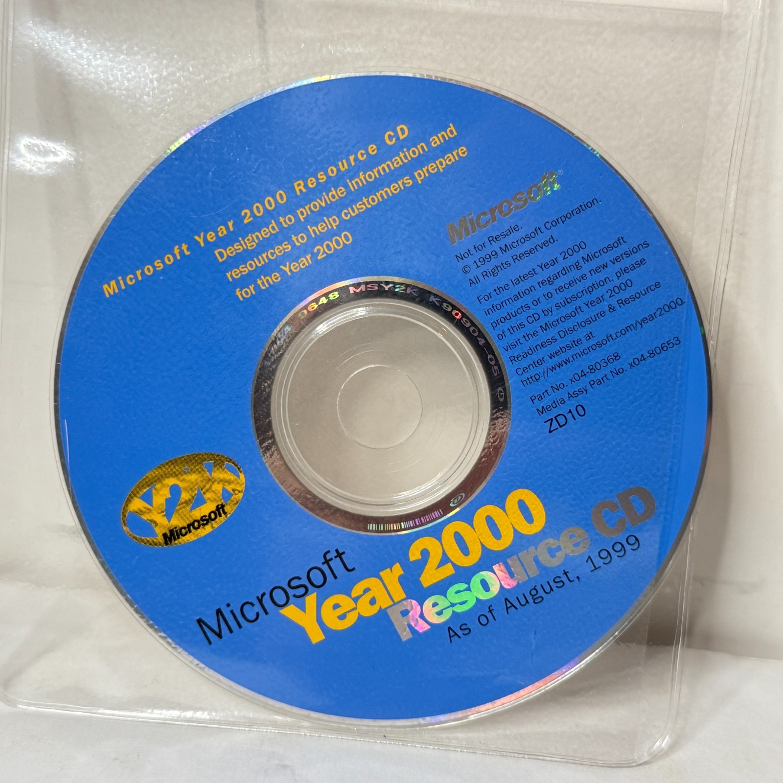 Microsoft Year 2000 Resource CD Y2K [VG] Windows 98 NT Software CD-ROM PC *B2G2*