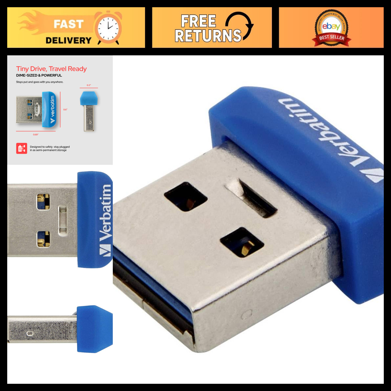64GB USB Flash Drive, Nano Size, USB 3.2 Gen 1, Portable Storage, High-Speed Dat