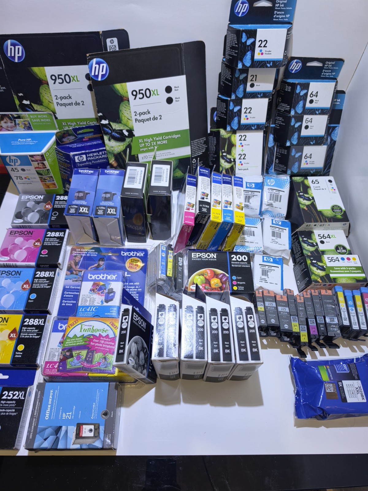 Lot of 50 Printer Ink Cartridges - OEM HP, Epson, Brother, Canon -Expired 