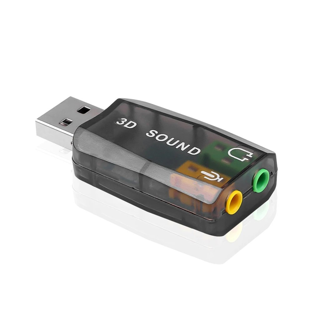 USB External Sound Card Adapter 3D Audio USB to 3.5mm Headset Mic for PC Laptop