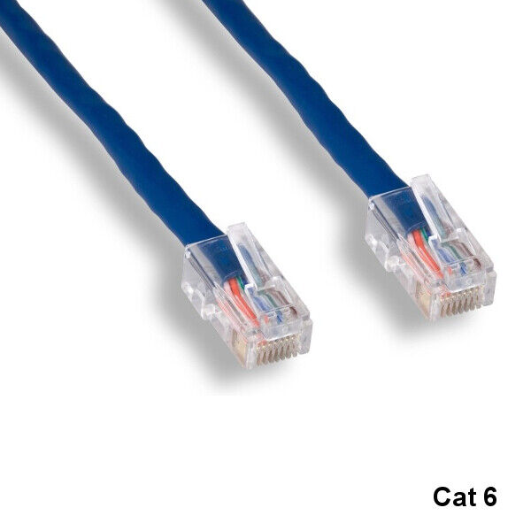Kentek Blue 14ft Cat6 UTP Patch Cord No Boot 24AWG 550MHz Pure Copper Ethernet