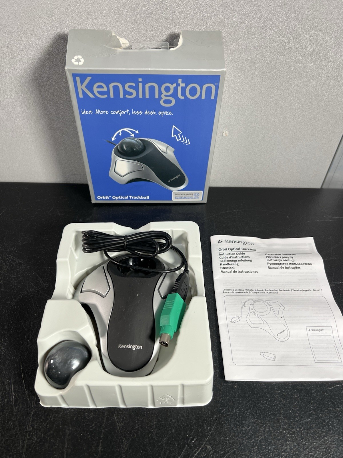Kensington Ergonomic Orbit Optical Trackball Mouse (K64327WW) Silver/Black