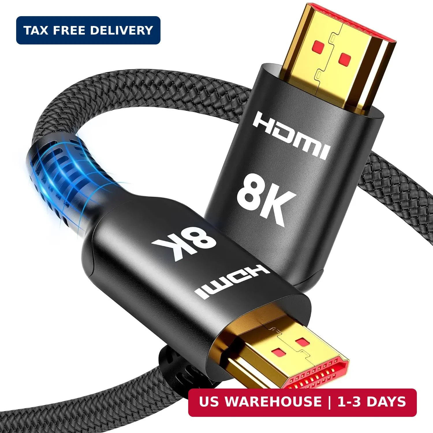 8K HDMI 2.1 Cable 48Gbps 4K120Hz Ultra High Speed Short 1.5FT Braided