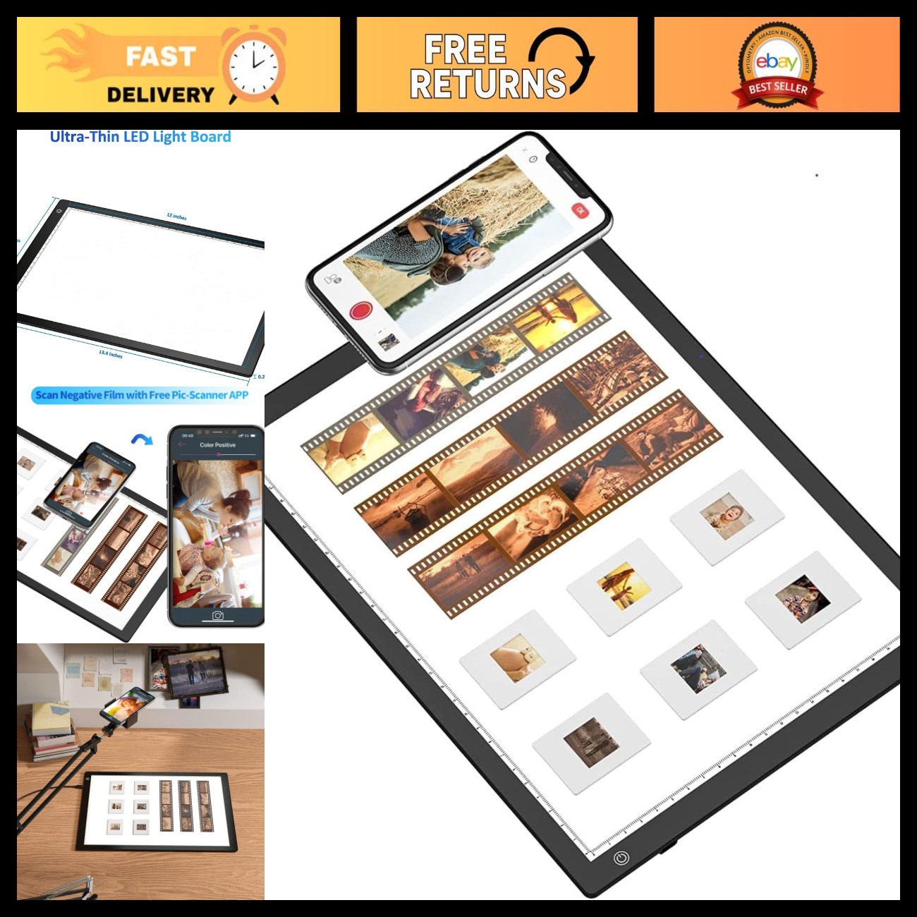 Ultra-Thin A4 USB Light Box Scanner for Photo Slides, Film Negatives & Art Proje