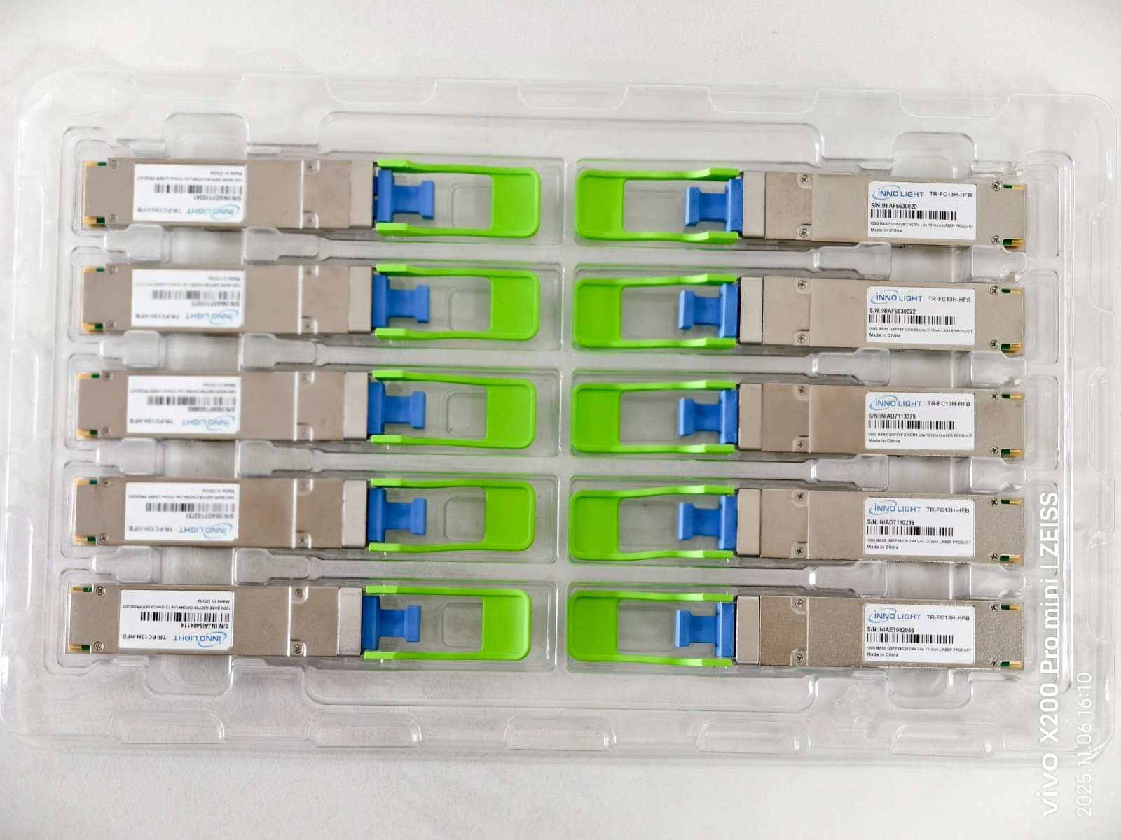 Lot of 10 Innolight TR-FC13H-HFB 100G CWDM4 Lite 1310nm QSFP28 LC Transceivers