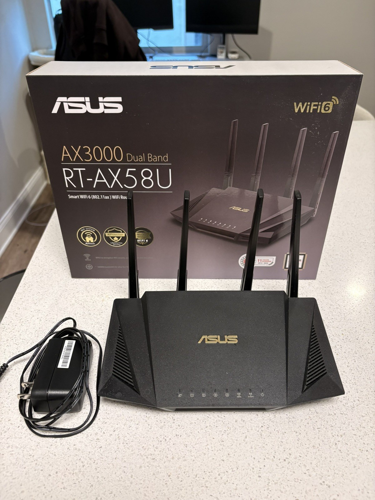 ASUS RT-AX58U AX3000 WiFi 6 Dual-Band Wireless Router, 4 LAN, USB 3.0