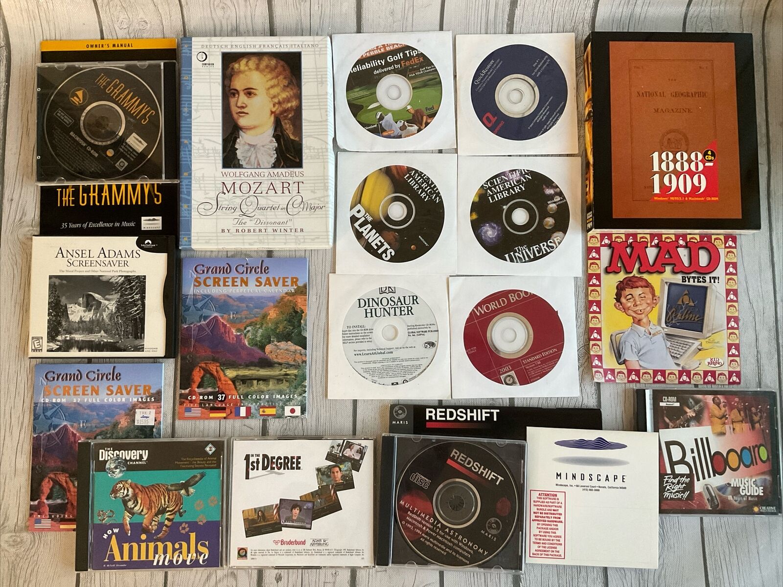 1990s PC CD-Rom Lot Computer Software Learning History Art, Music, Screen Savers