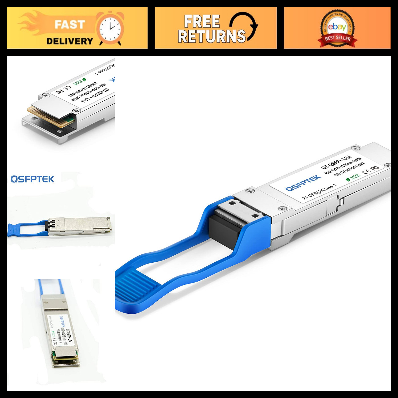 40G QSFP+ LC Single-Mode Transceiver Module 40GBASE-LR4, 10km, DDM, CWDM Lanes