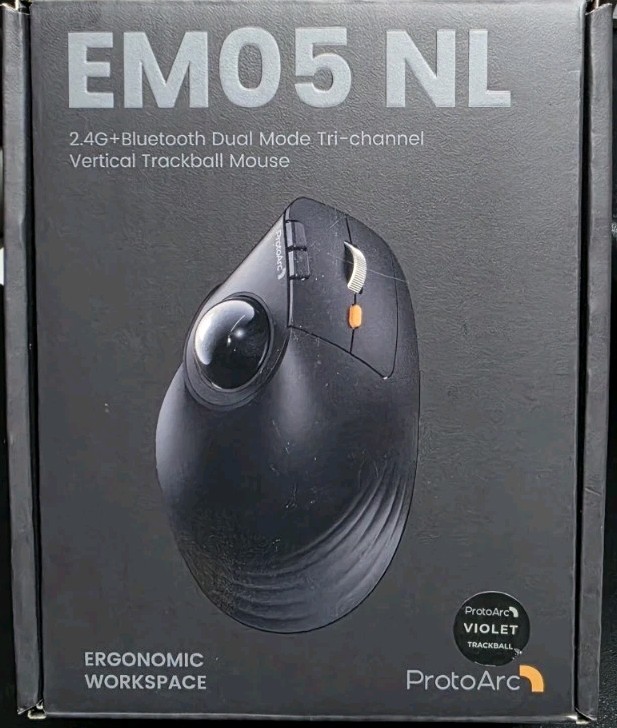 Ratón vertical con trackball Protoarc Emo5 Nl 2.40 + Bluetooth de modo dual y tr