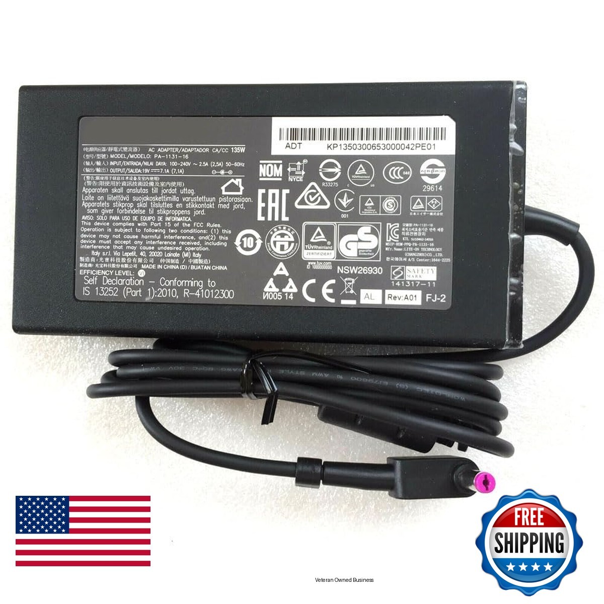 Weiwin Original 135W 7.1A 5.5x1.7mm Purple Color Tip AC Adapter Charger Acer