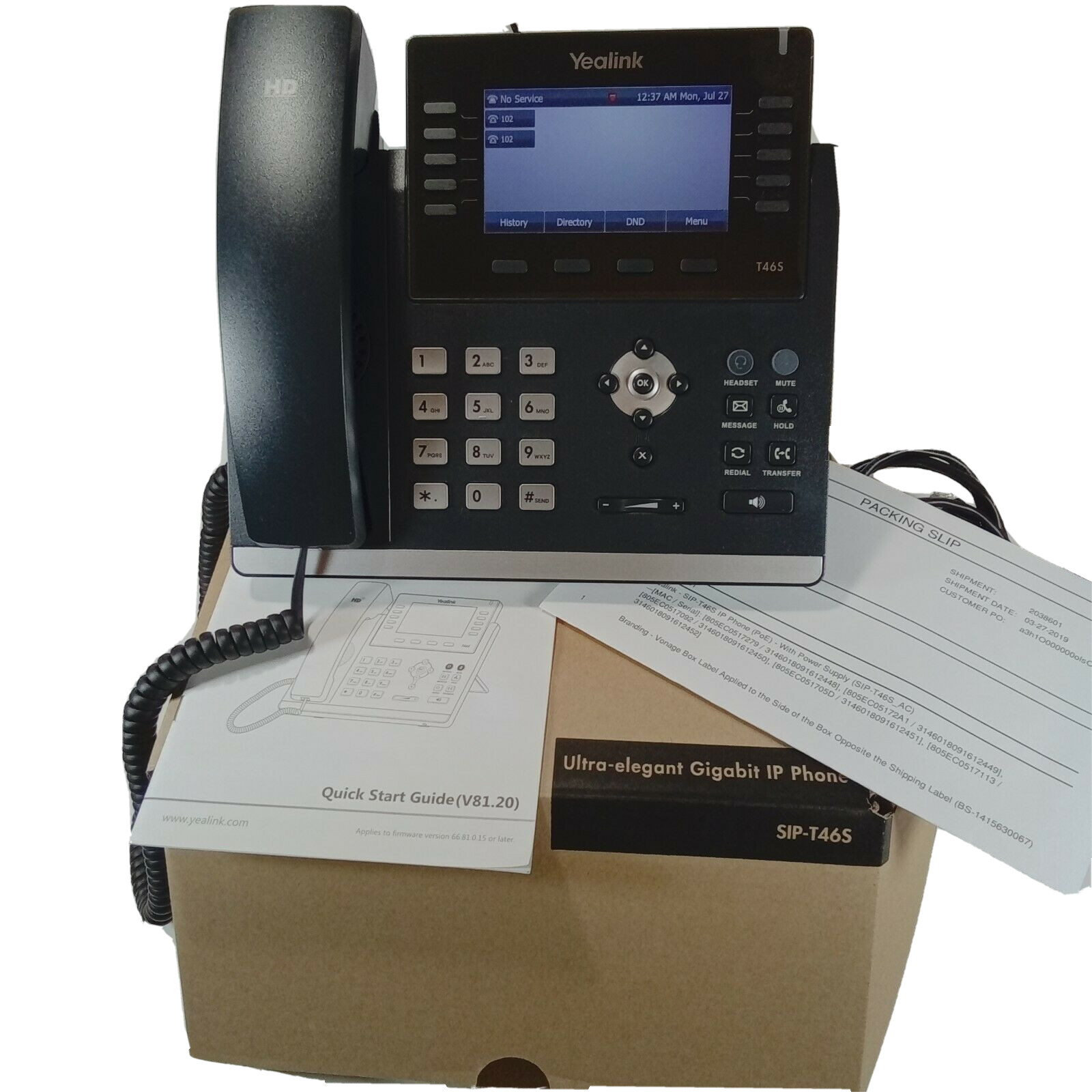 Yealink SIP-T46S Ultra Elegant Gigabit IP Phone Vonage Black w/ Box Working