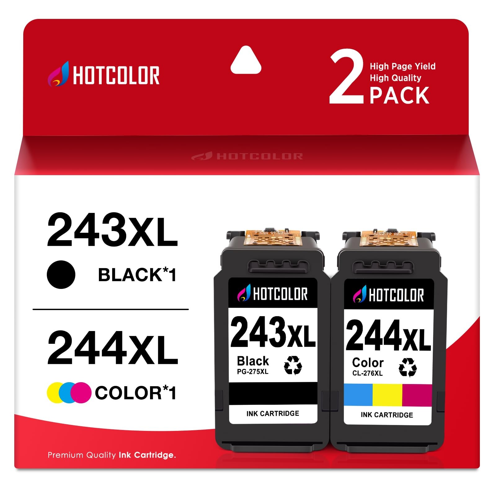 Ink cartridges PG-243 CL-244 1Black/1Tri-Color 2PK for Canon mg2522 PIXMA