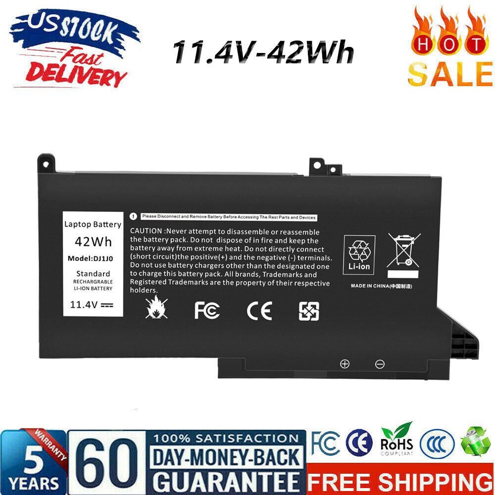 Battery DJ1J0 PGFX4 For Dell Latitude 12 7280 7290 13 7380 7390 14 7480 7490