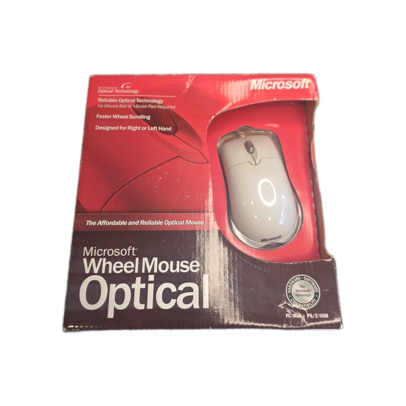 Vtg Microsoft Wheel Mouse Optical USB PS/2 White Retro Wired BRAND NEW SEALED