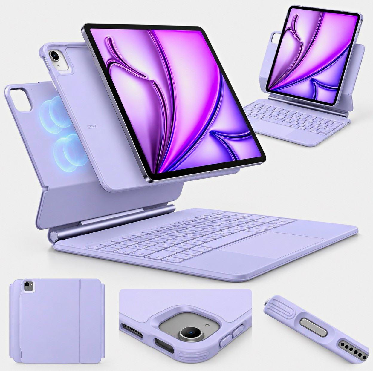 ESR iPad Air 11 / Pro 11 Keyboard Case Magnetic Stand Trackpad Lavender