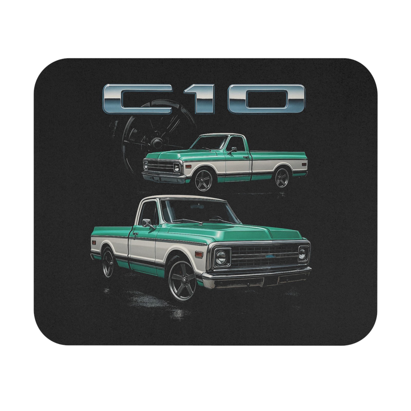 1969 Chevy C10 Mouse Pad Green White Pickup Classic Truck Computer Desk Mat