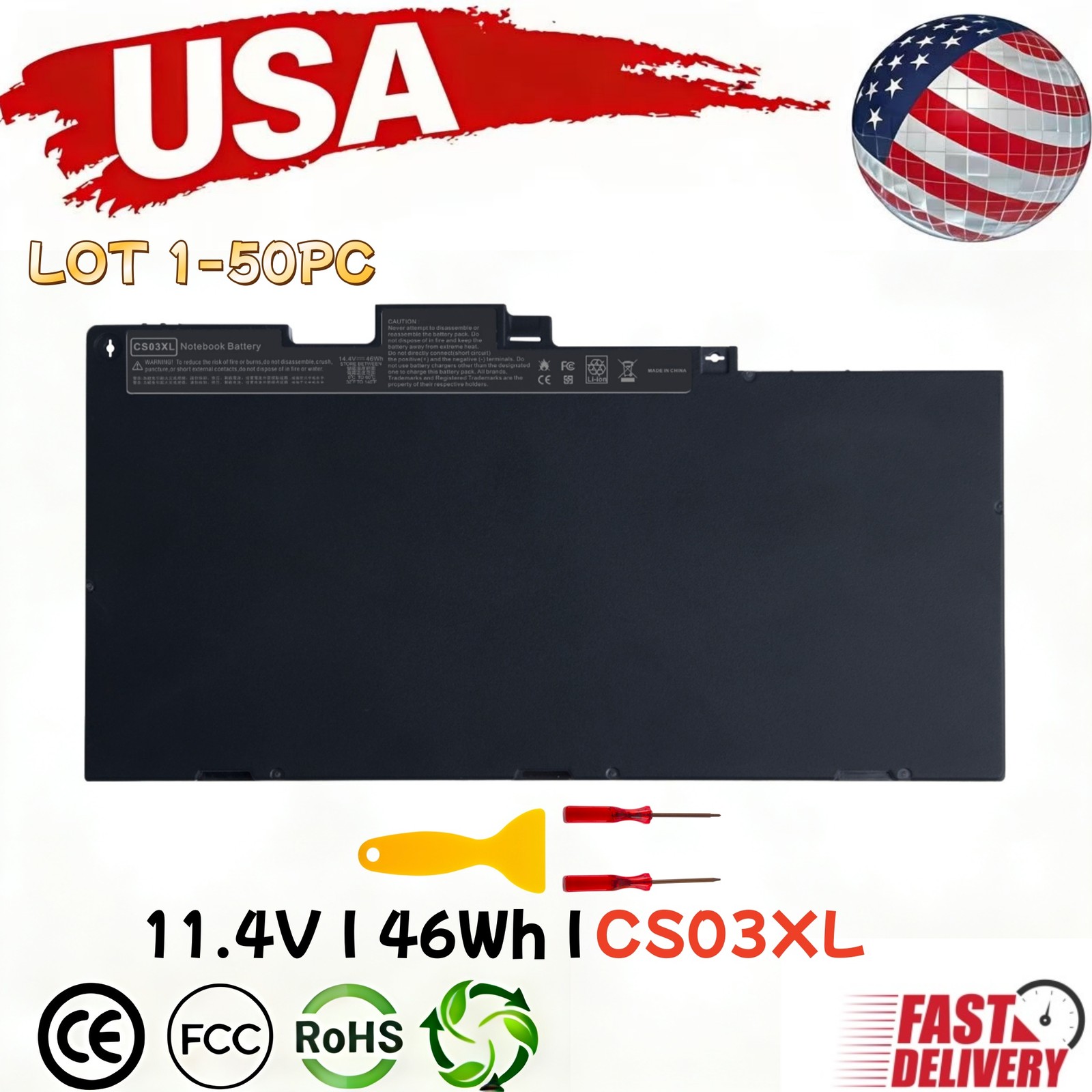 ✅LOT 50PC Battery CS03XL for HP Elitebook 745 755 840 850 G3 G4 800513-001 46Wh