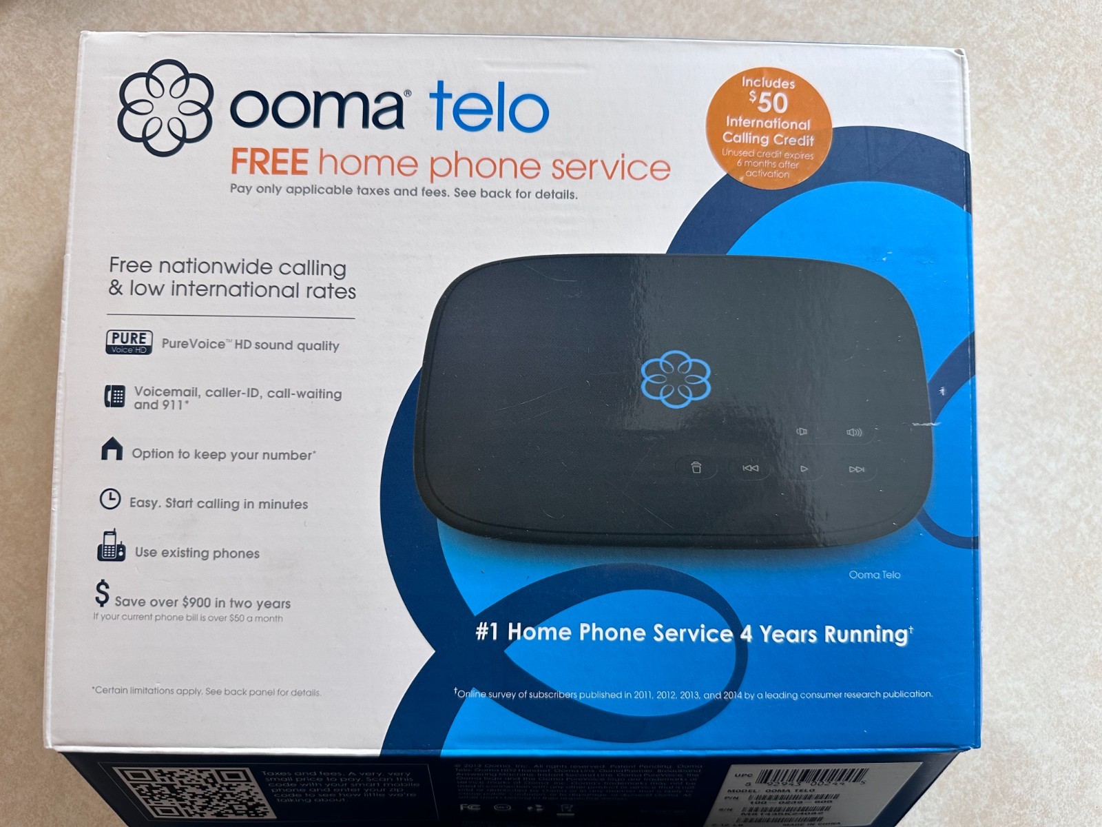 Ooma Telo Home  Phone Service HD Voice Free Nationwide Calling with Accessories