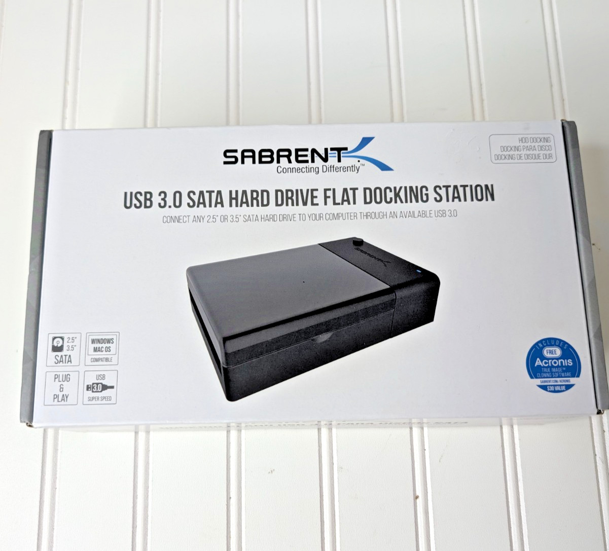 Sabrent EC-DFLT USB 3.0 to SATA External Hard Drive Lay-flat Docking Station