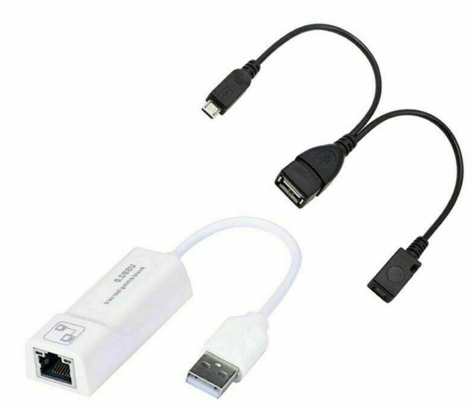 Ethernet Adapter & USB OTG y cable splitter for Amazon Fire Stick - Brand New 