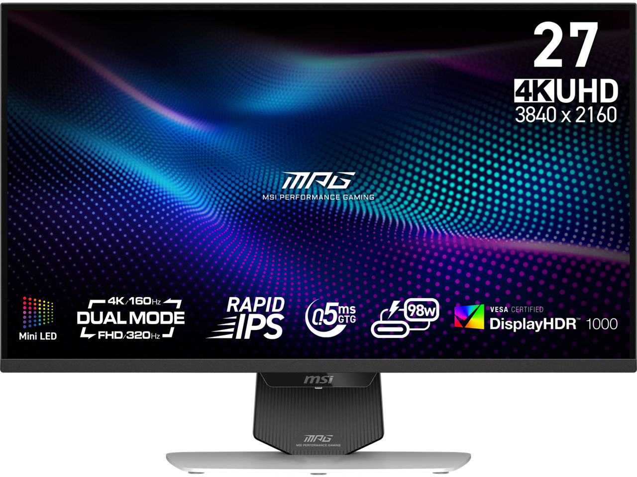 MSI 27 inch Dual Mode UHD 4K 160Hz FHD 320Hz Mini LED IPS AMD FreeSync Premium P