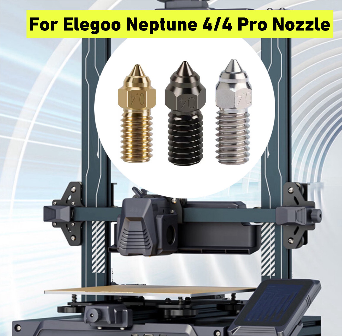 For ELEGOO Neptune 4/4 Pro Nozzle 0.2/0.4/0.6/0.8/1.0 mm High-Speed 3D Nozzle