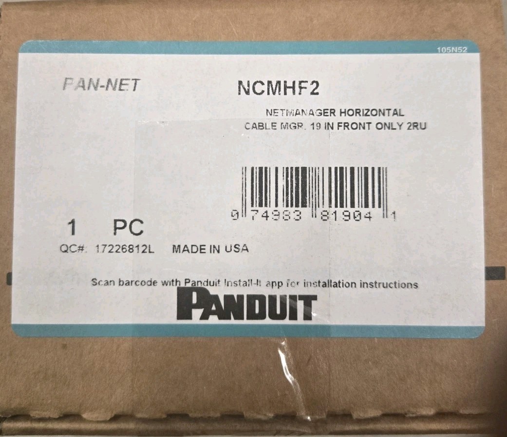 Panduit Pan-Net NCMHF2 NETMANAGER HORIZONTAL CABLE MGR 19" FRONT 2RU 