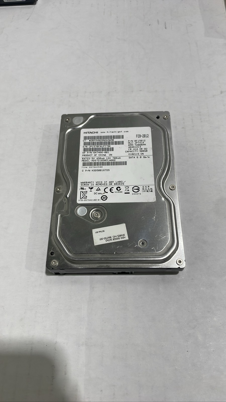 Hitachi HDS721050CLA662 500GB 7200RPM 3.5 SATA HDD HP 647466-001