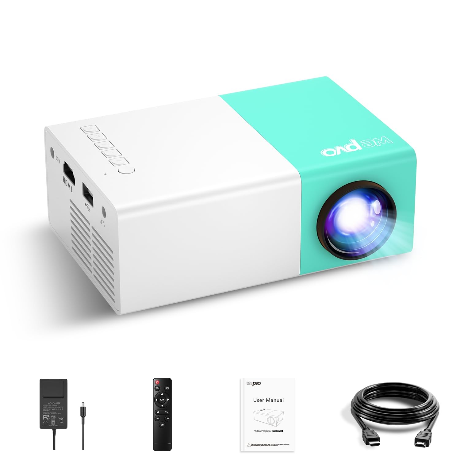 wepvo Mini Projector Portable for Gift, Led YG300Plus, Green